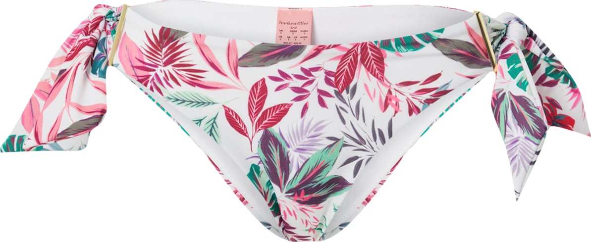 Hunkemöller Spodní díl plavek 'Cuba' šedá / tmavě zelená / pink / bílá