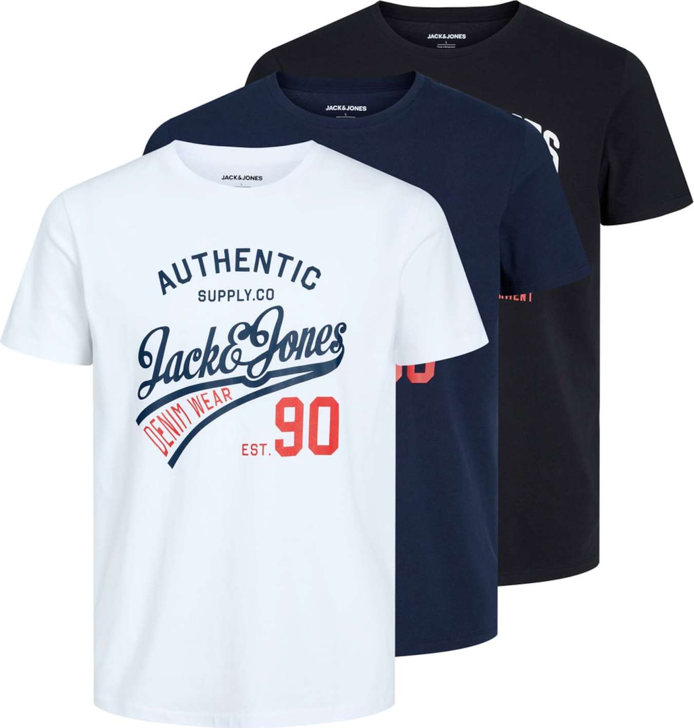 JACK & JONES Tričko 'Ethan' námořnická modř / červená / černá / bílá