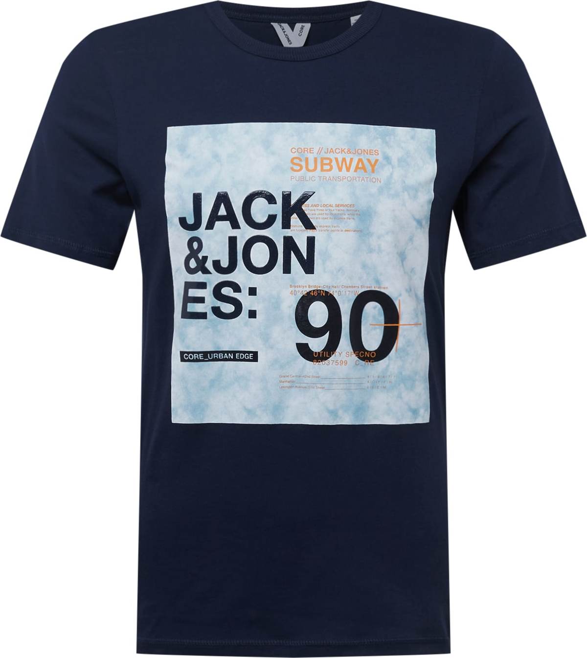 JACK & JONES Tričko námořnická modř / světlemodrá / oranžová / černá