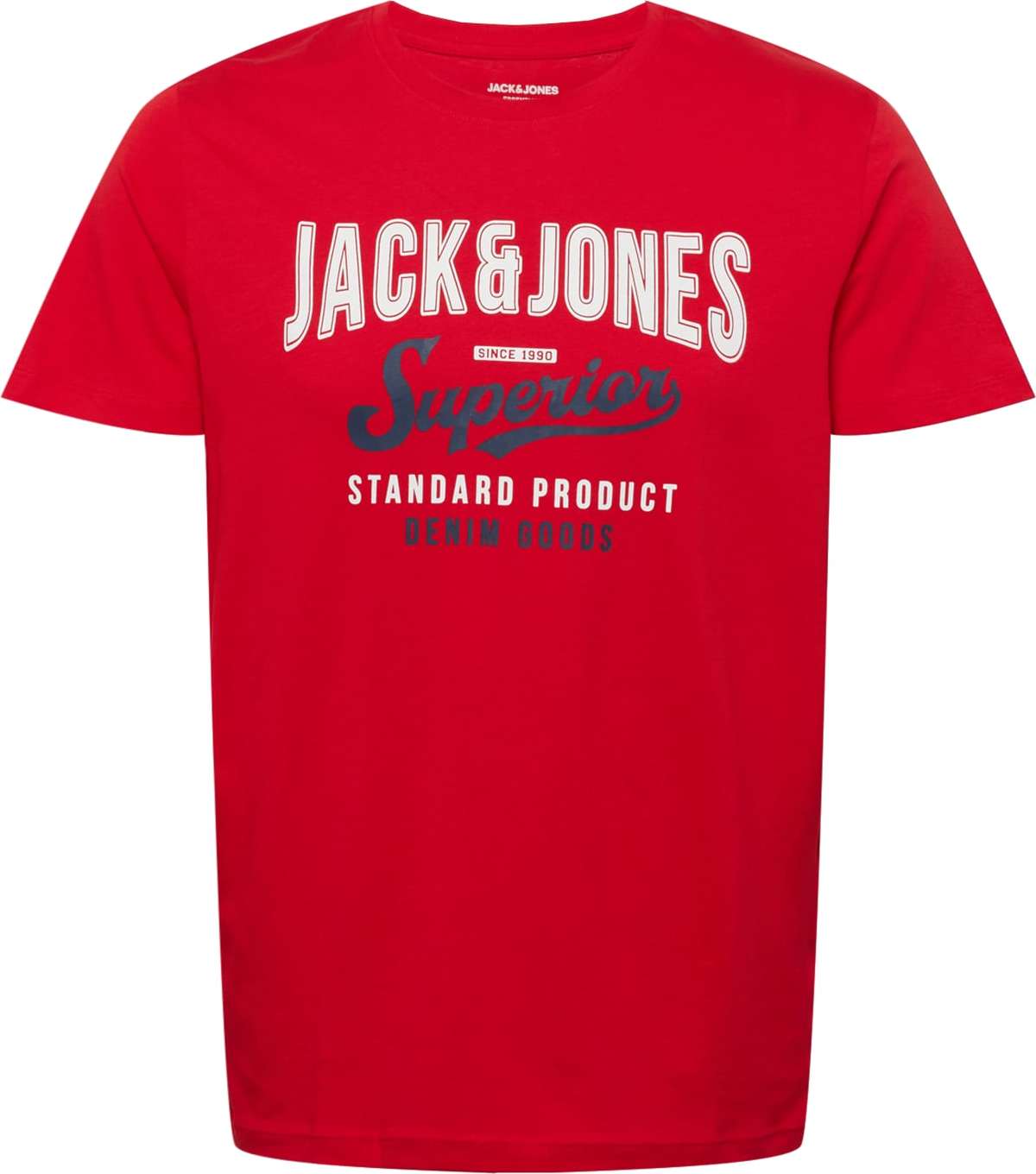 JACK & JONES Tričko tmavě modrá / ohnivá červená / bílá