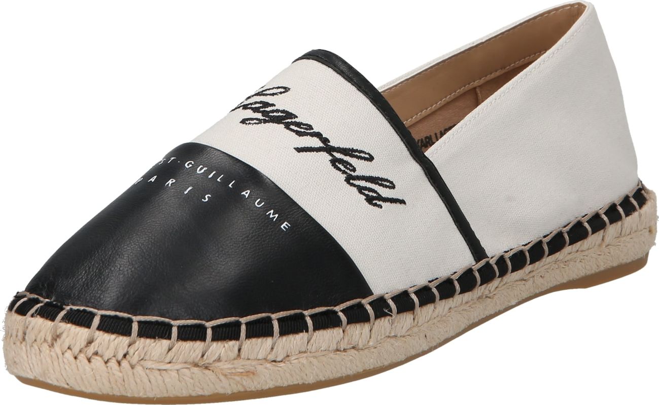 Karl Lagerfeld Espadrilky 'KAMINI' černá / bílá