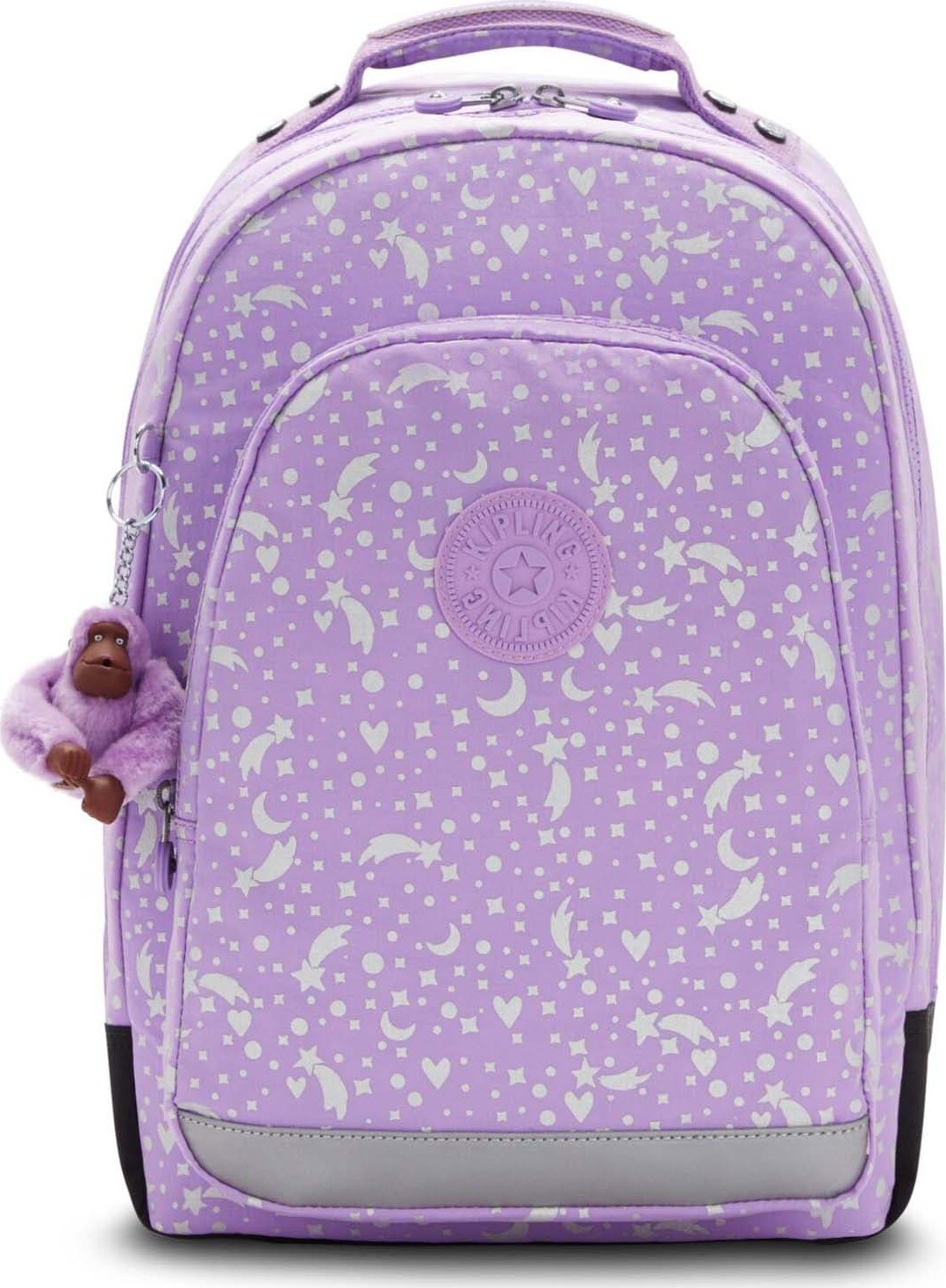 KIPLING Batoh 'Class Room' stříbrně šedá / světle fialová / offwhite