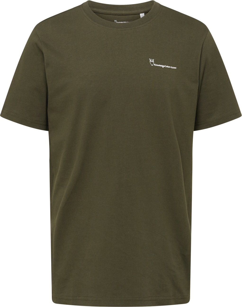 KnowledgeCotton Apparel Tričko khaki / bílá