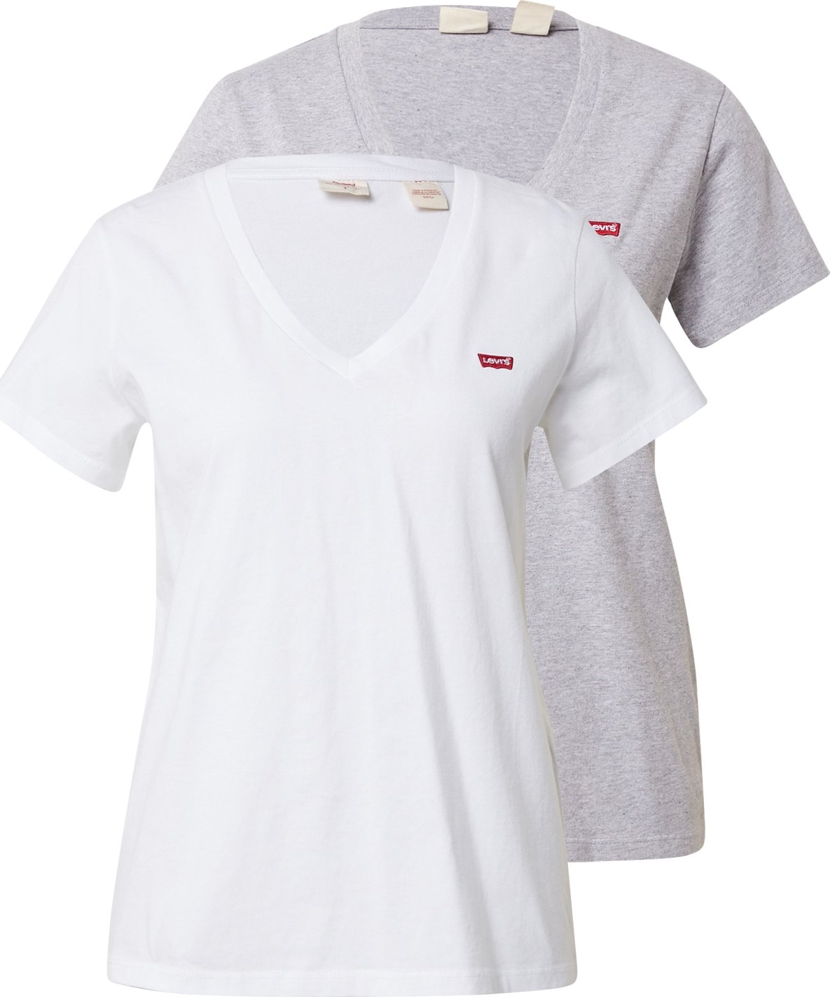 LEVI'S Tričko '2PACK VNECK TEE MULTI-COLOR' šedý melír / bílá