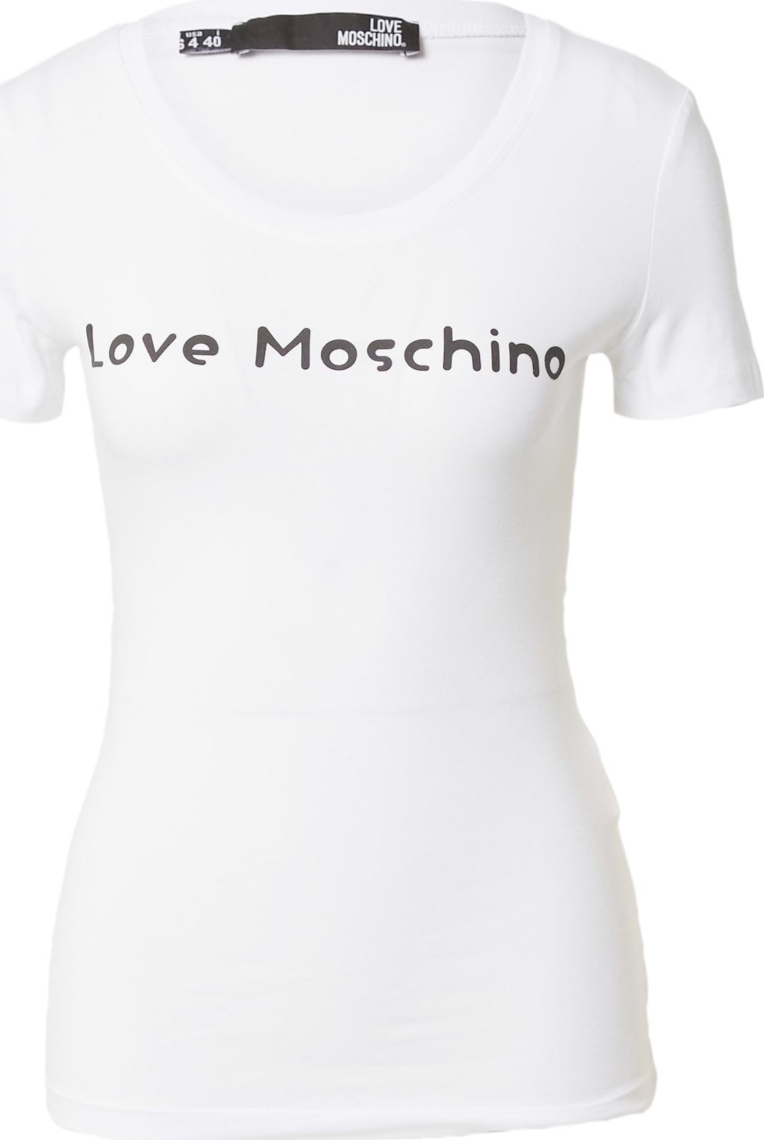 Love Moschino Tričko 'MAGLIETTA' černá / bílá