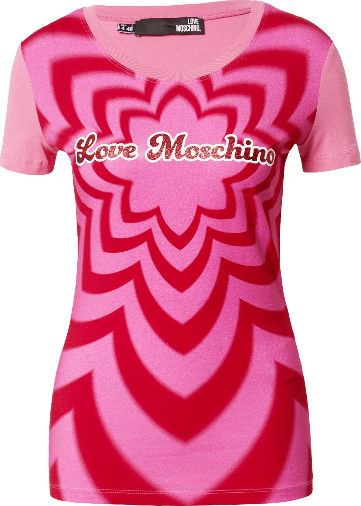 Love Moschino Tričko světle růžová / červená / bílá