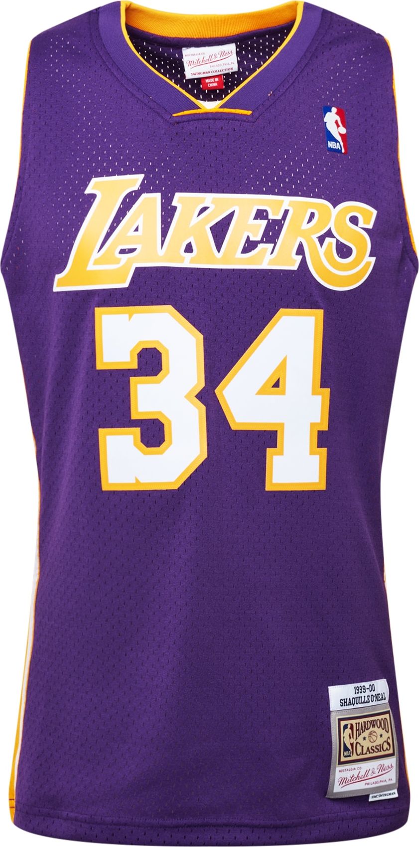 Mitchell & Ness Tričko 'LA LAKERS - NBA SWINGMAN' žlutá / tmavě fialová / bílá