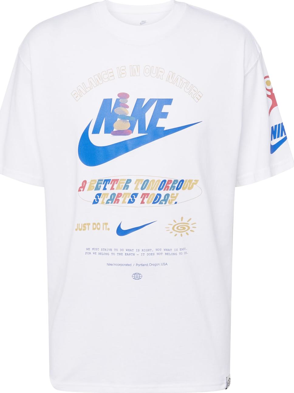 Nike Sportswear Tričko modrá / hořčicová / světle červená / bílá