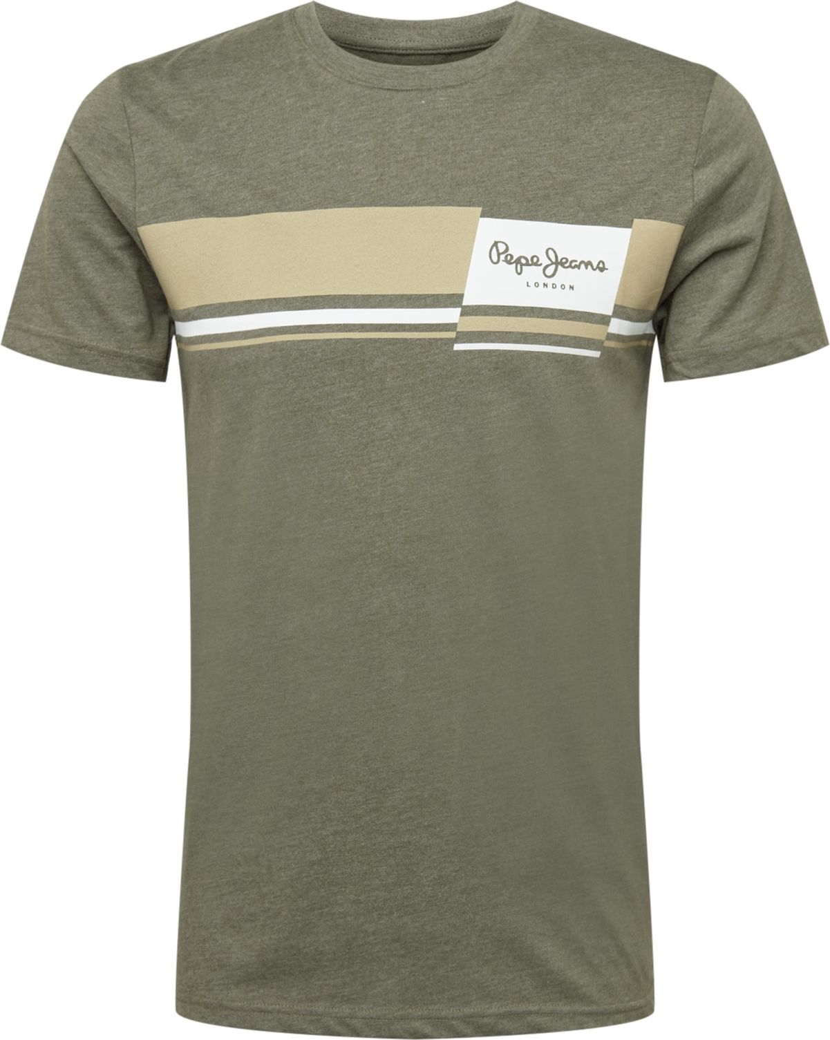 Pepe Jeans Tričko 'KADE' khaki / pudrová / bílá