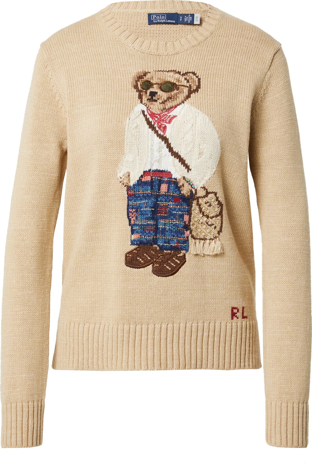 Polo Ralph Lauren Svetr 'MADRAS BEAR' béžová / mix barev