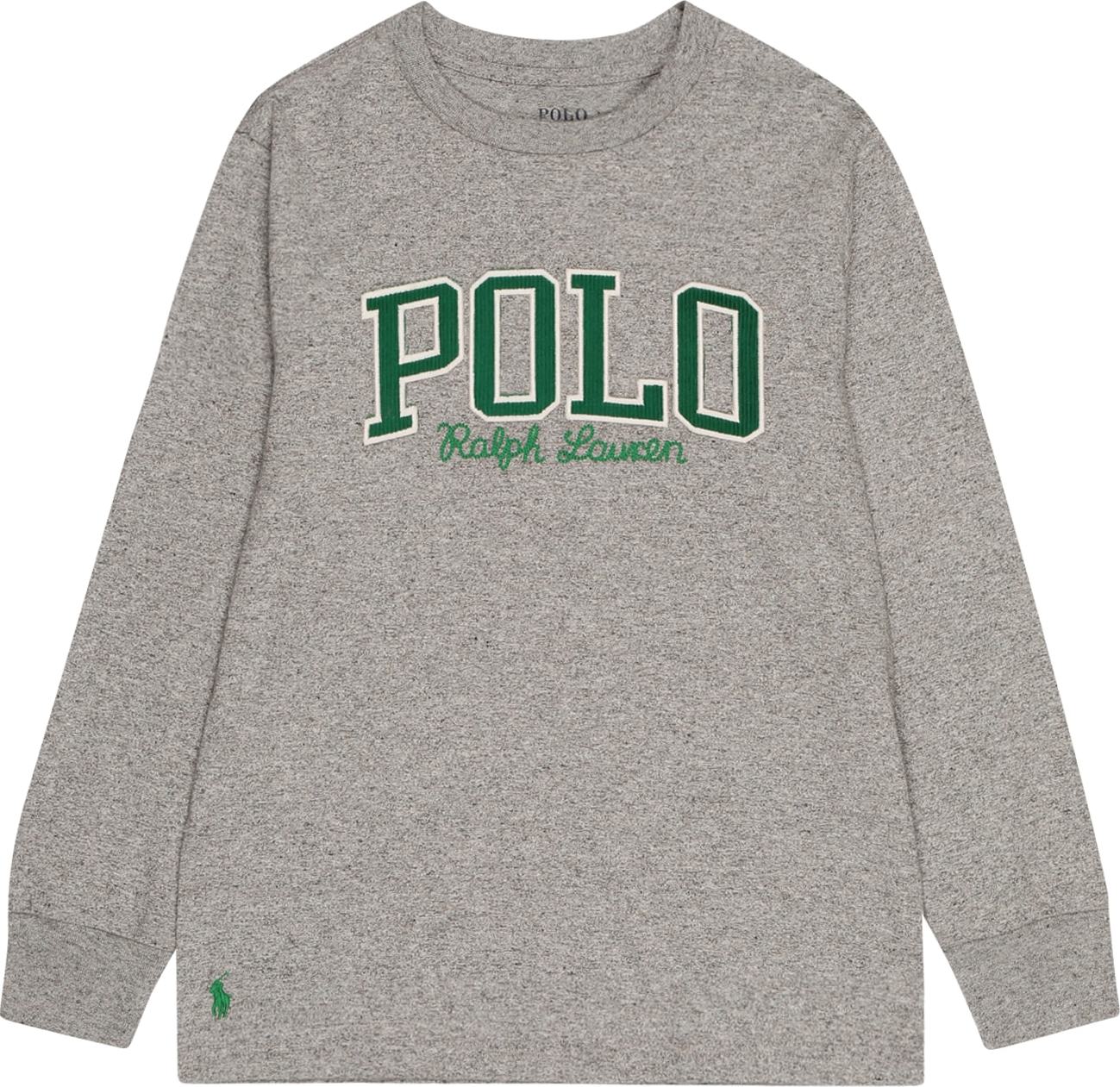 Polo Ralph Lauren Tričko šedý melír / zelená / bílá