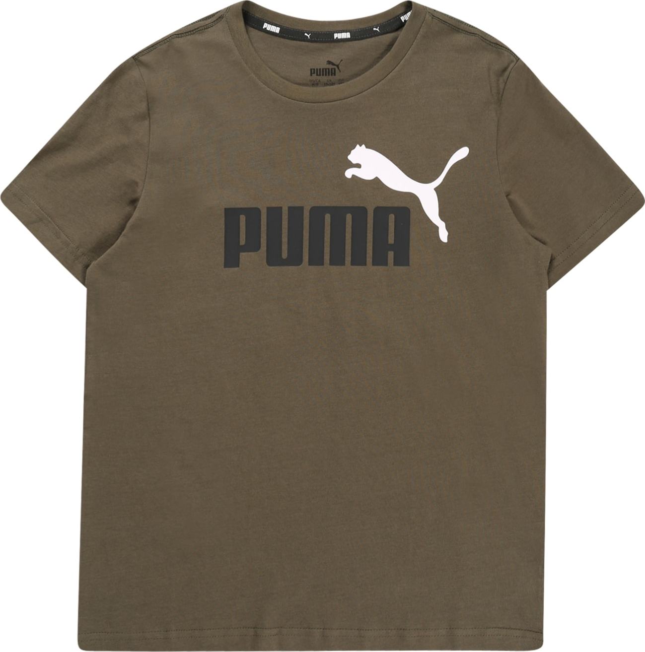 PUMA Tričko khaki / černá / bílá