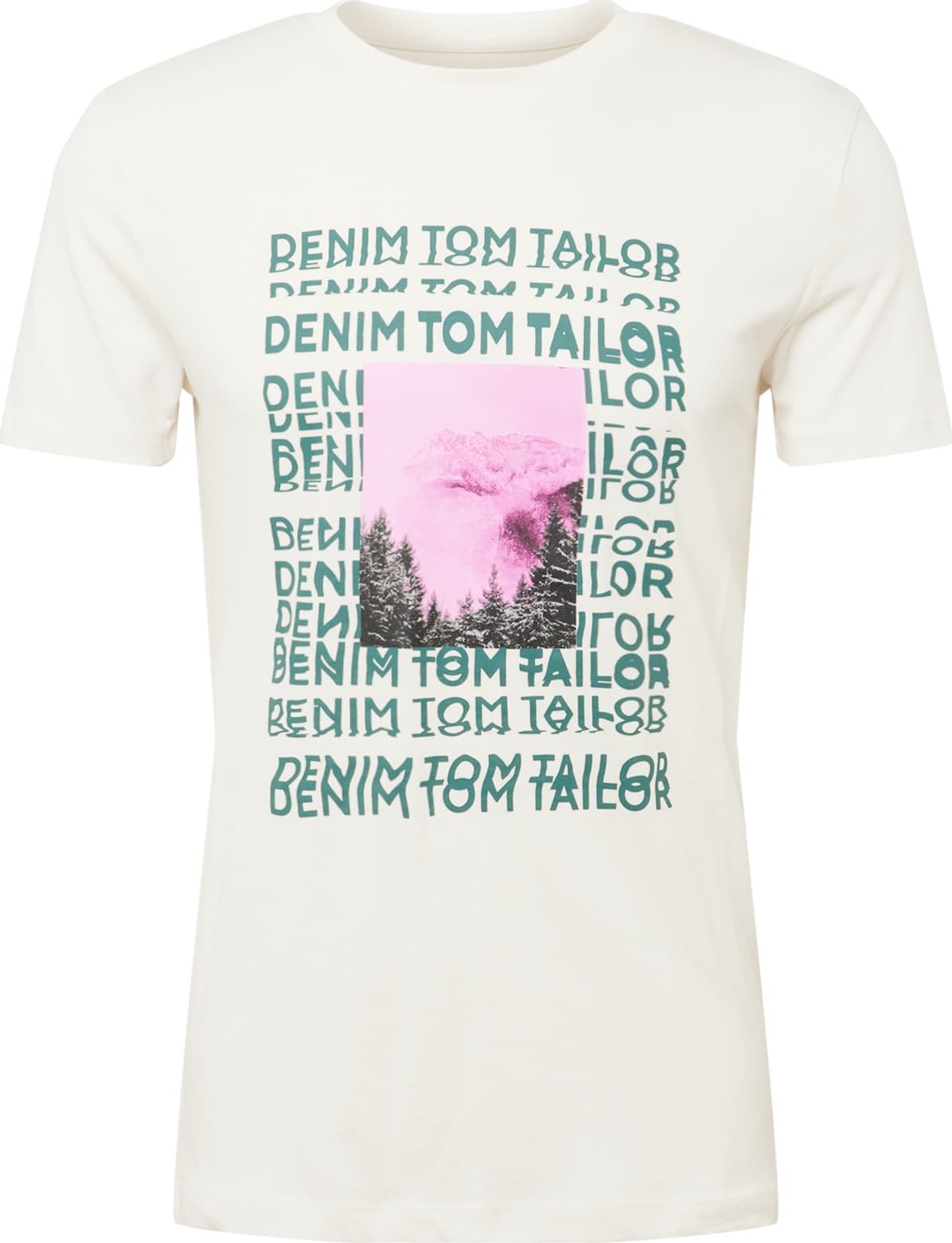 TOM TAILOR DENIM Tričko krémová / nefritová / eosin / černá