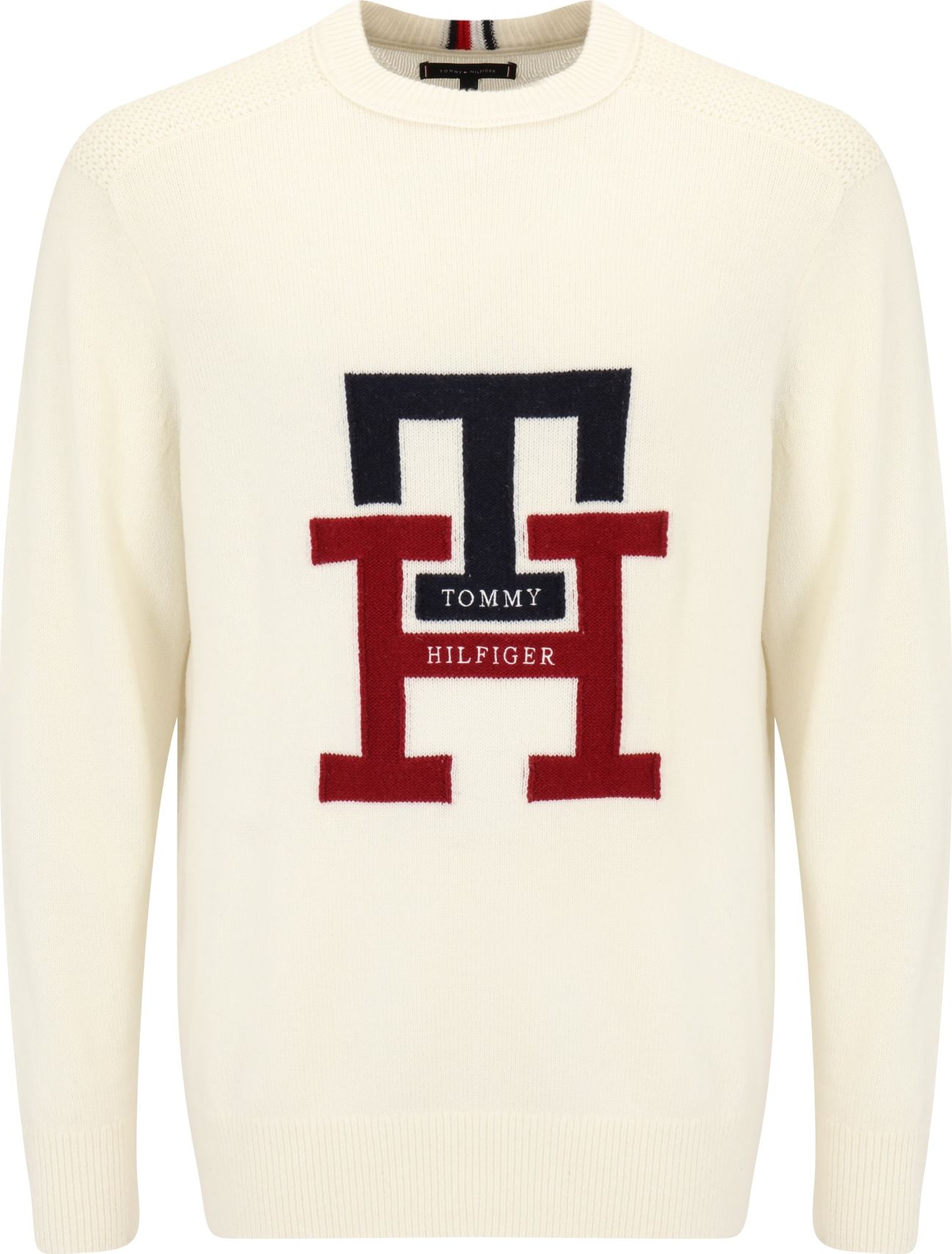 Tommy Hilfiger Big & Tall Svetr noční modrá / tmavě červená / barva bílé vlny