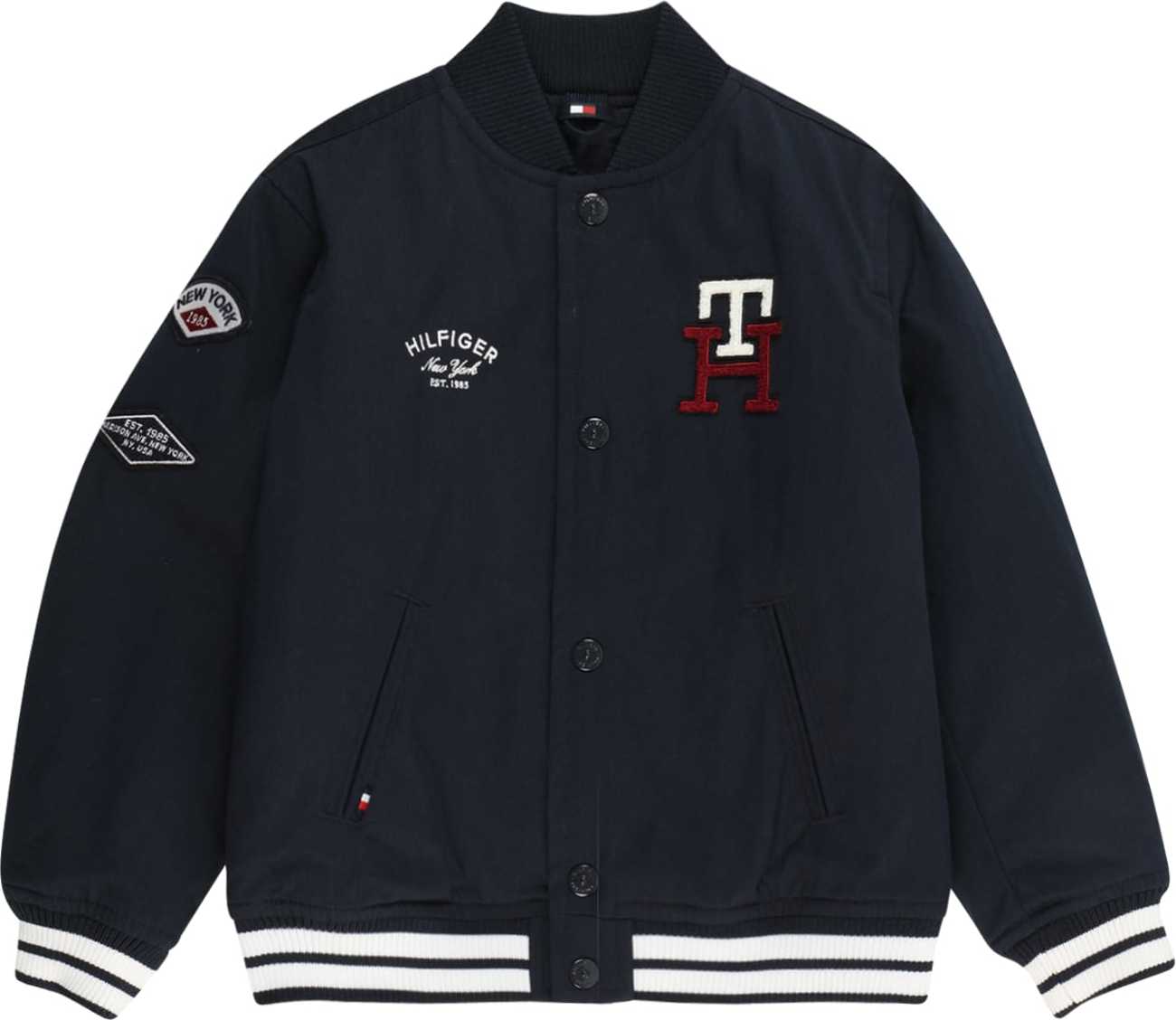 TOMMY HILFIGER Přechodná bunda noční modrá / bordó / bílá