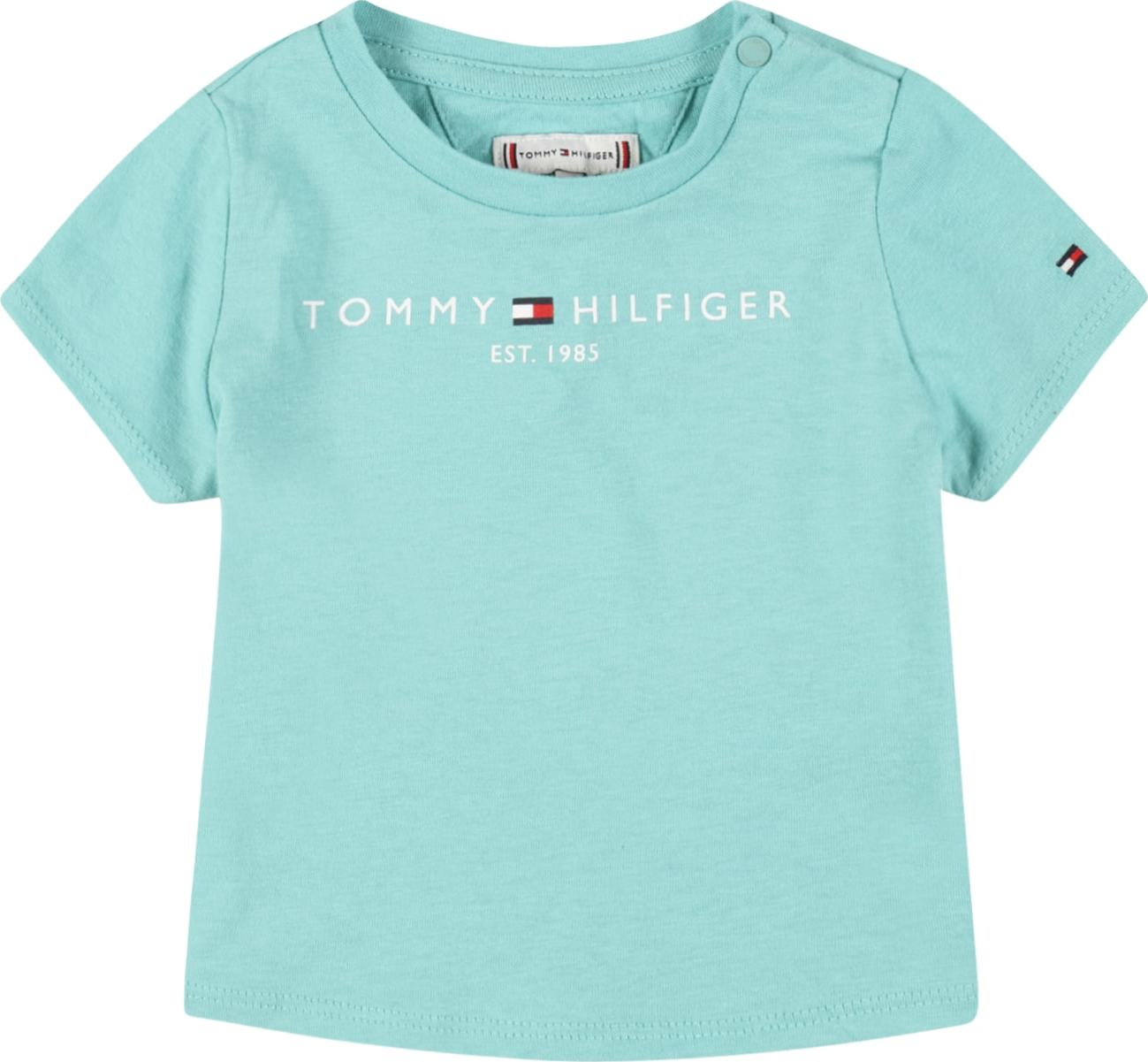 TOMMY HILFIGER Tričko tyrkysová / bílá