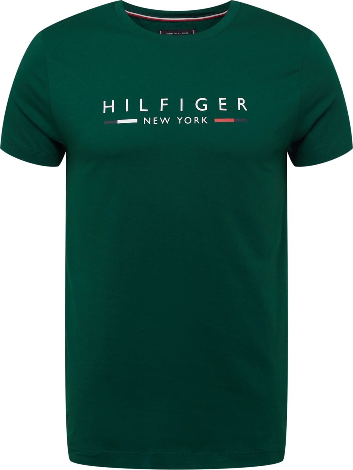 TOMMY HILFIGER Tričko 'New York' jedle / červená / bílá