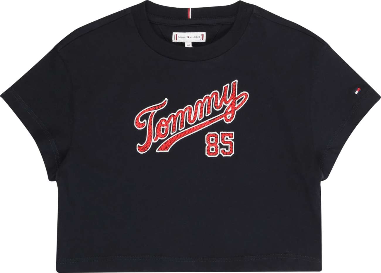 TOMMY HILFIGER Tričko tmavě modrá / ohnivá červená / bílá