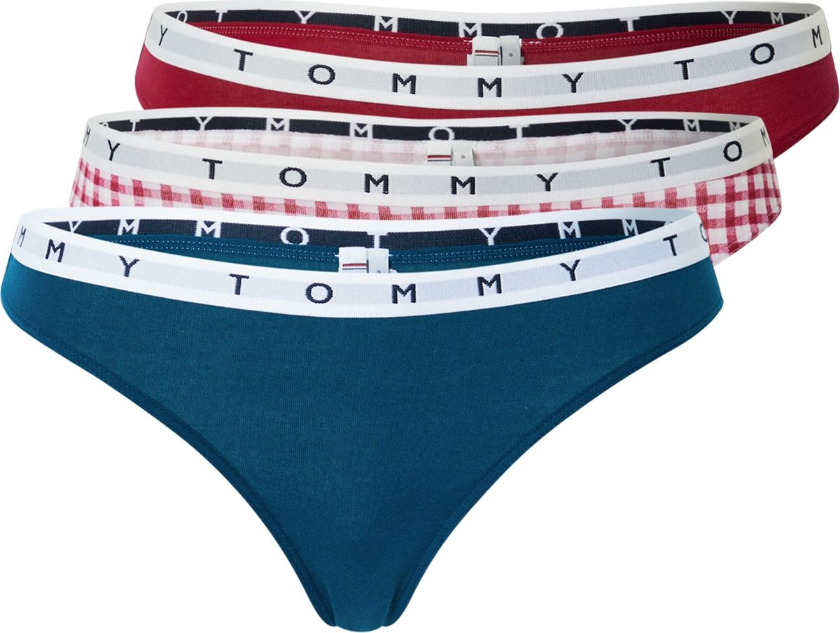 Tommy Hilfiger Underwear Tanga modrá / rubínově červená / přírodní bílá