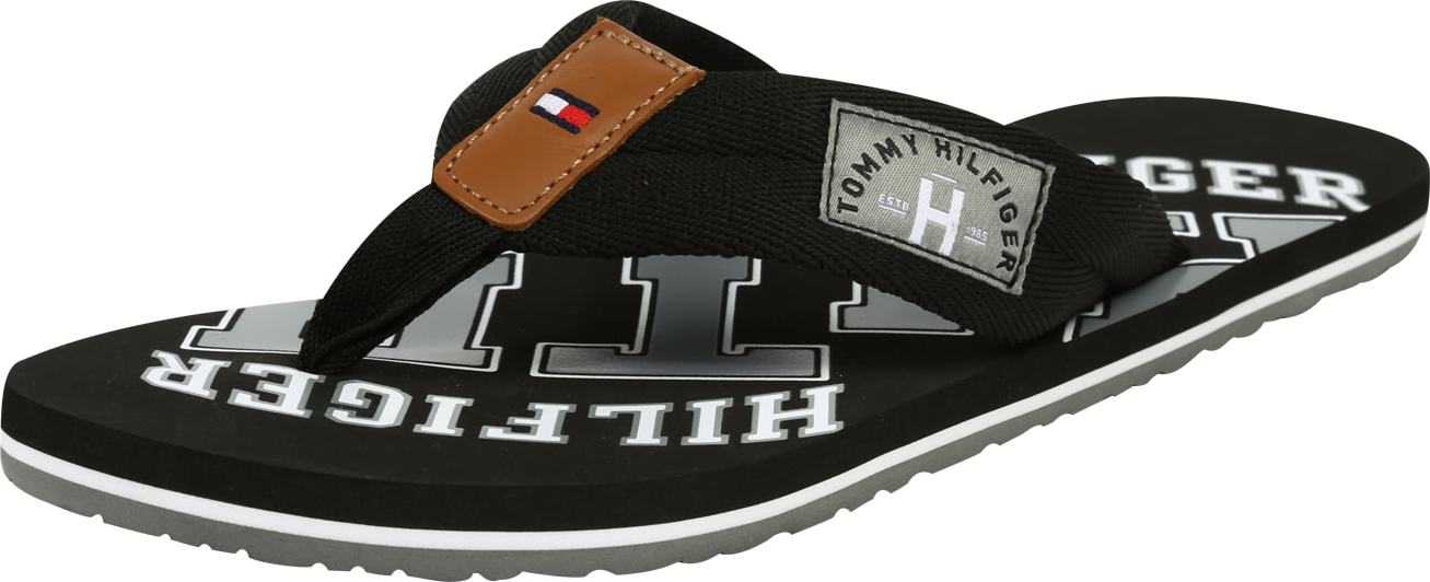 TOMMY HILFIGER Žabky hnědá / šedá / černá / bílá