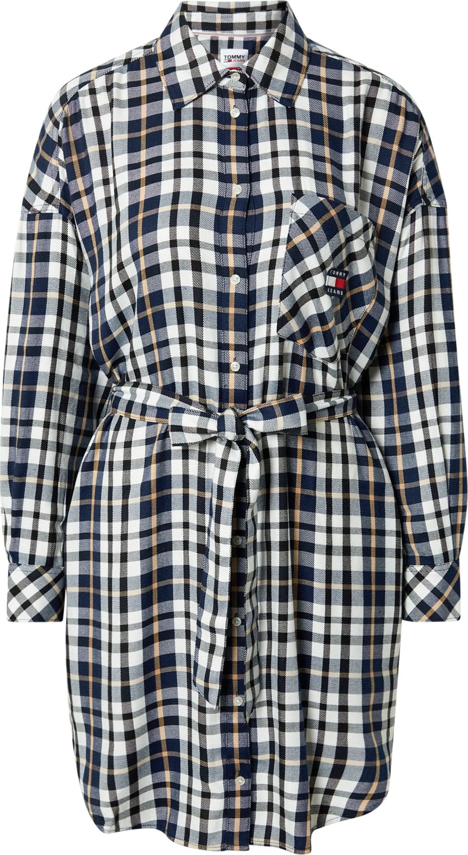 Tommy Jeans Košilové šaty marine modrá / žlutá / černá / bílá