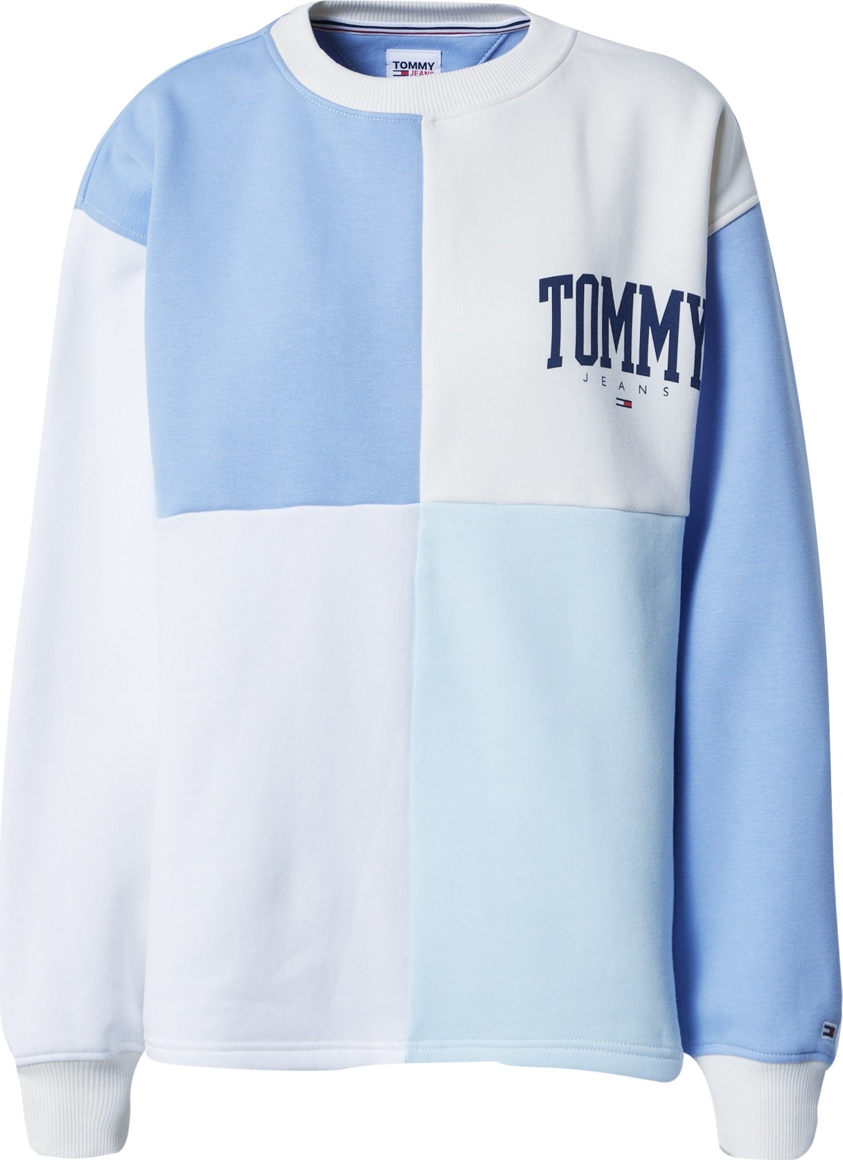 Tommy Jeans Mikina námořnická modř / aqua modrá / světlemodrá / bílá