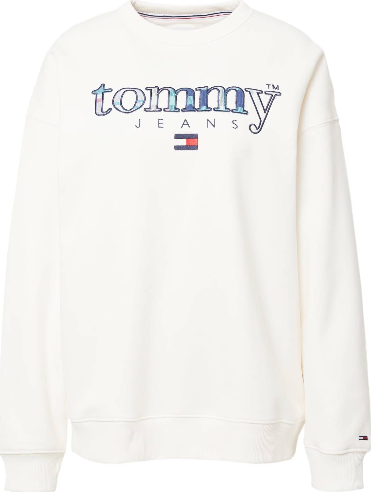 Tommy Jeans Mikina 'Tartan' námořnická modř / světlemodrá / červená / bílá