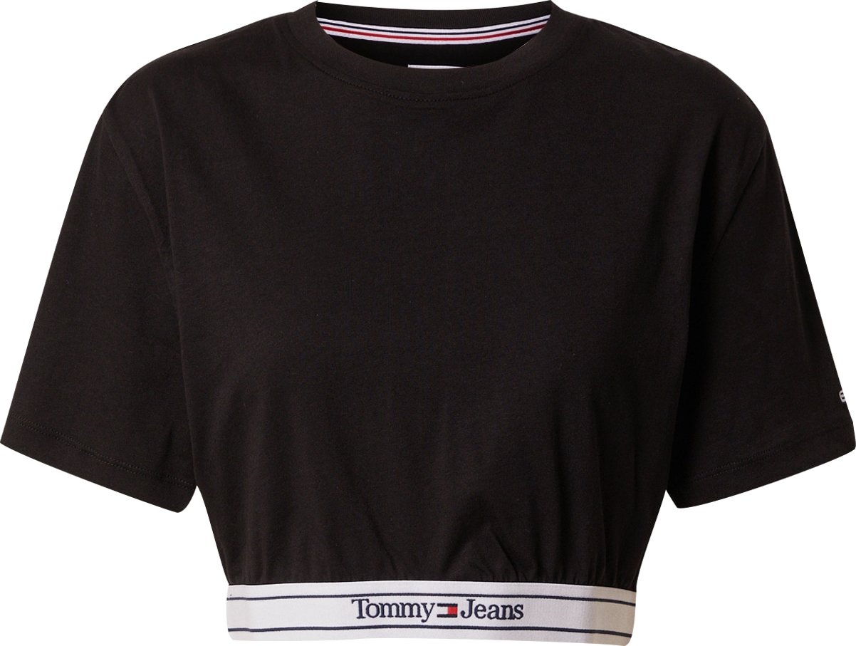 Tommy Jeans Tričko černá / bílá