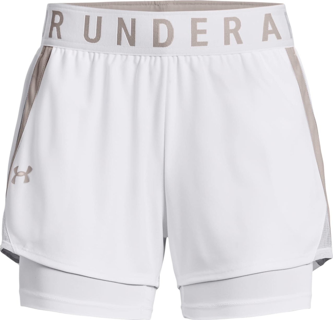 UNDER ARMOUR Sportovní kalhoty 'Play Up 2-in-1 Shorts' bílá