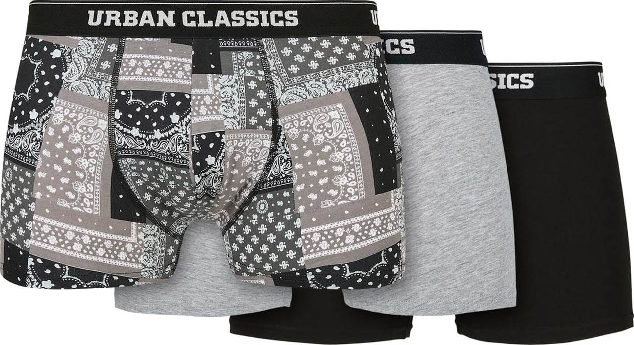 Urban Classics Boxerky šedý melír / černá / bílá