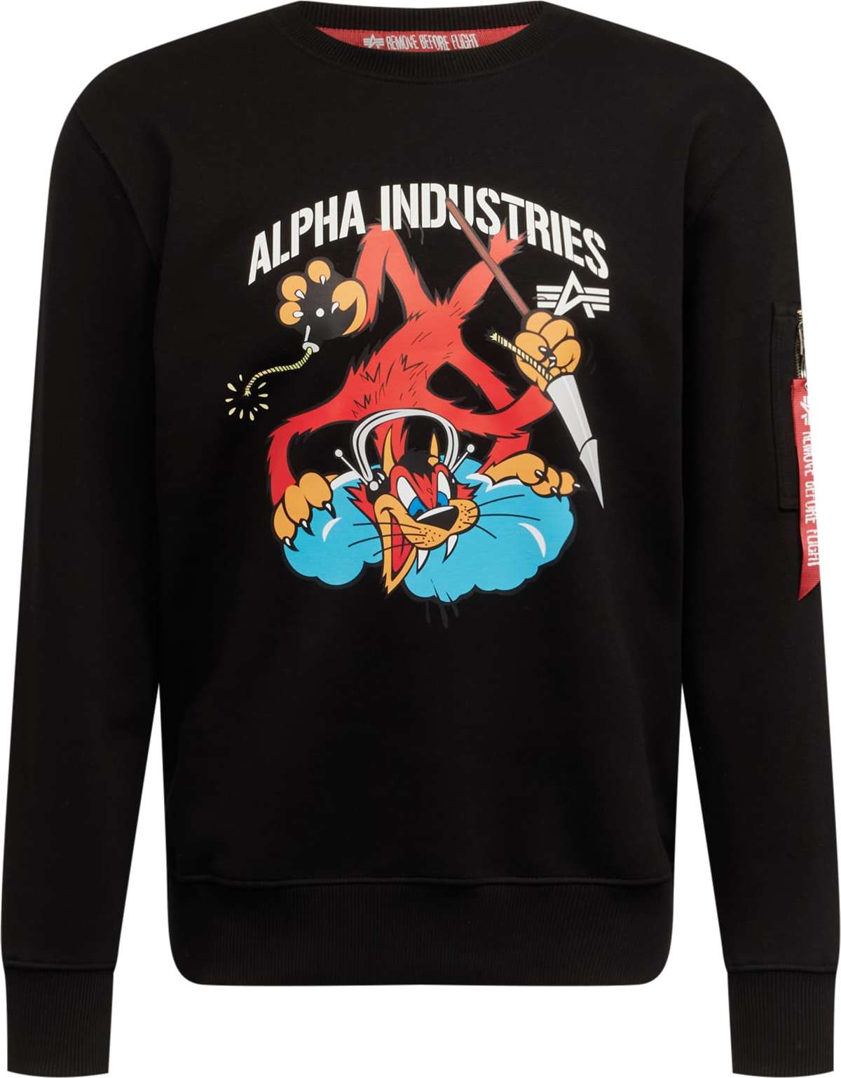 ALPHA INDUSTRIES Mikina 'Fighter Squadron' světlemodrá / červená / černá / bílá