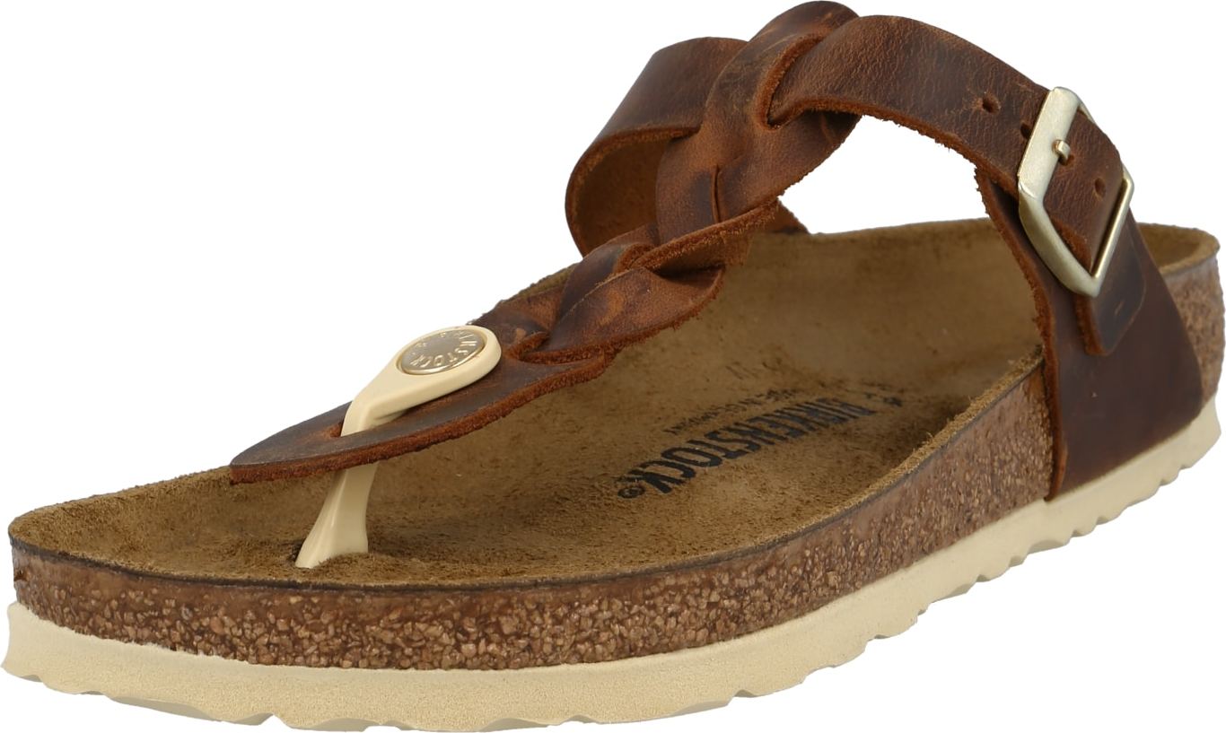 BIRKENSTOCK Žabky 'Gizeh' béžová / koňaková