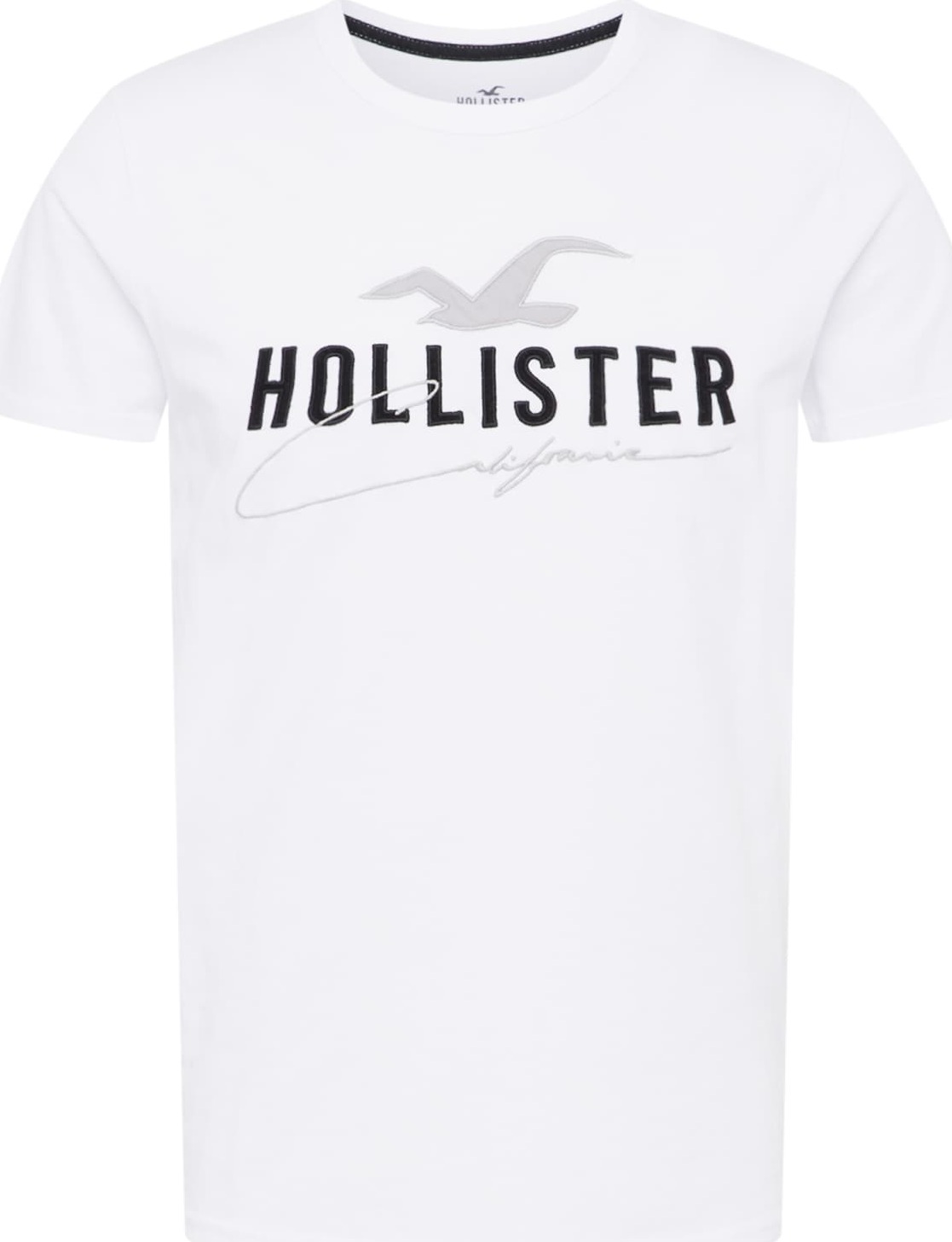 HOLLISTER Tričko světle šedá / černá / bílá