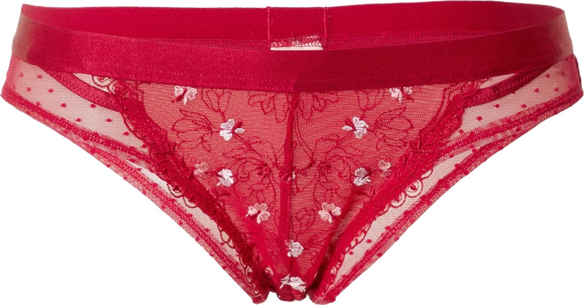 Hunkemöller Tanga 'Violet' růžová / ohnivá červená / bílá