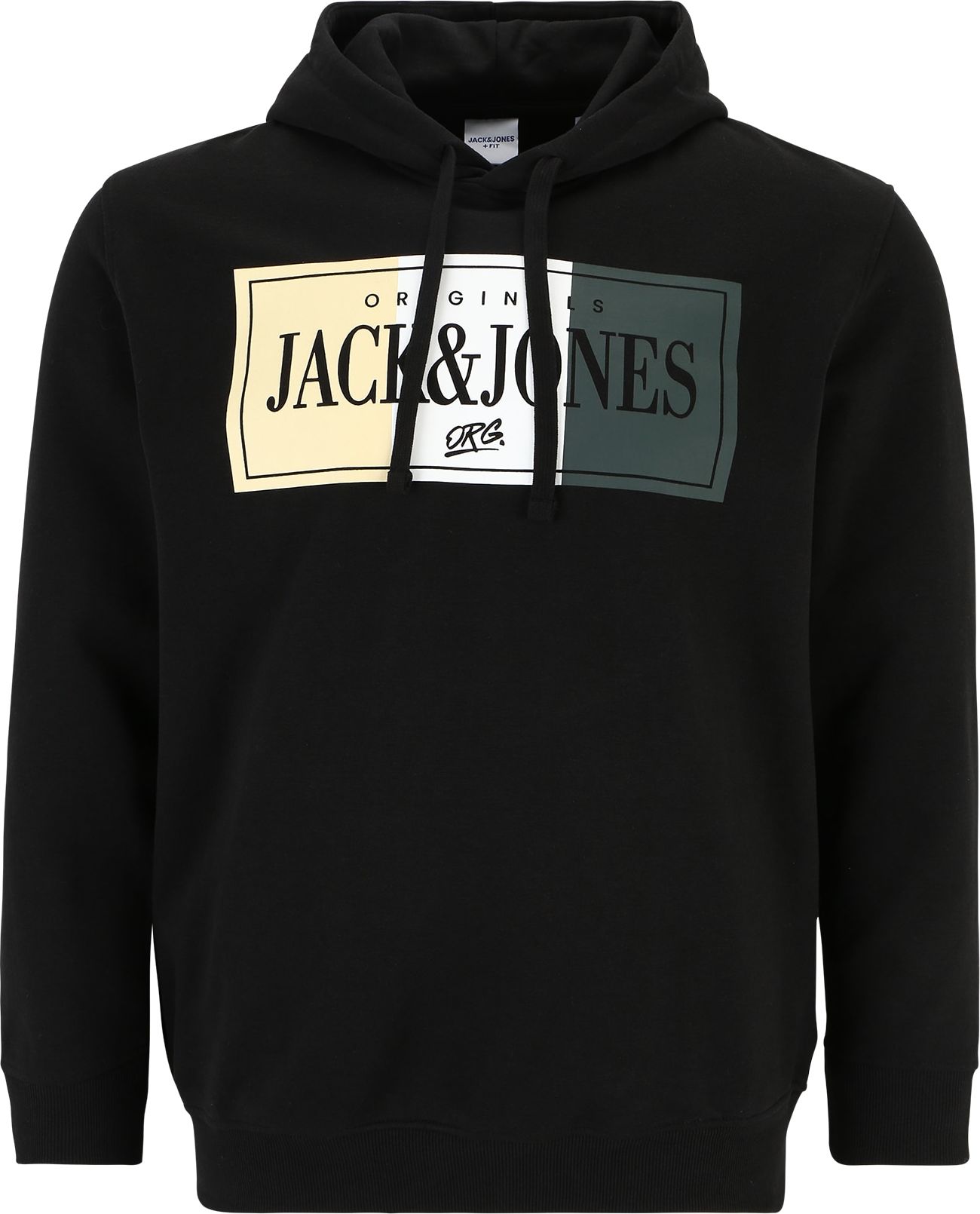 Jack & Jones Plus Mikina 'ARTHUR' žlutá / šedá / černá / bílá