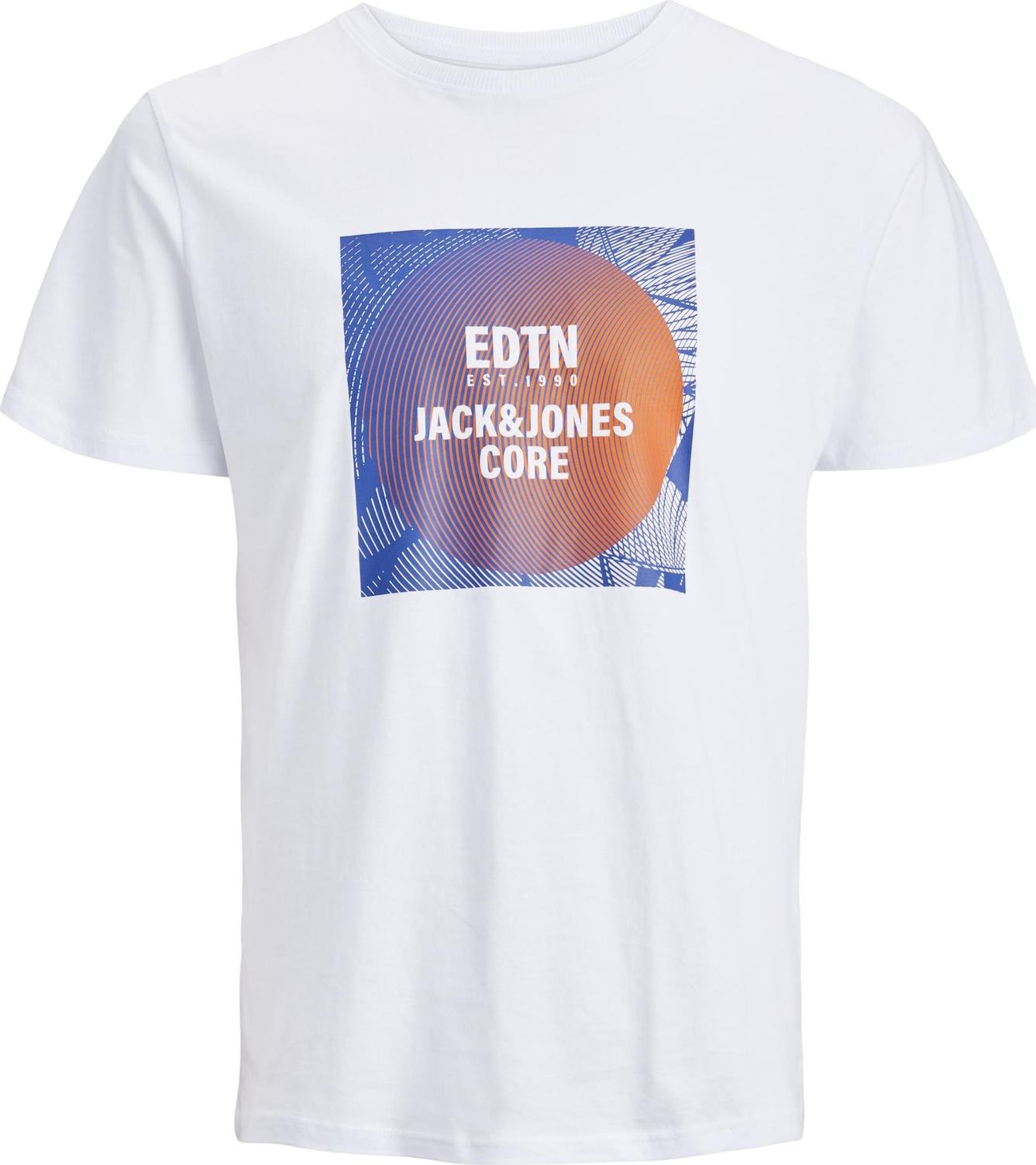 JACK & JONES Tričko 'ENERGY' královská modrá / oranžová / offwhite