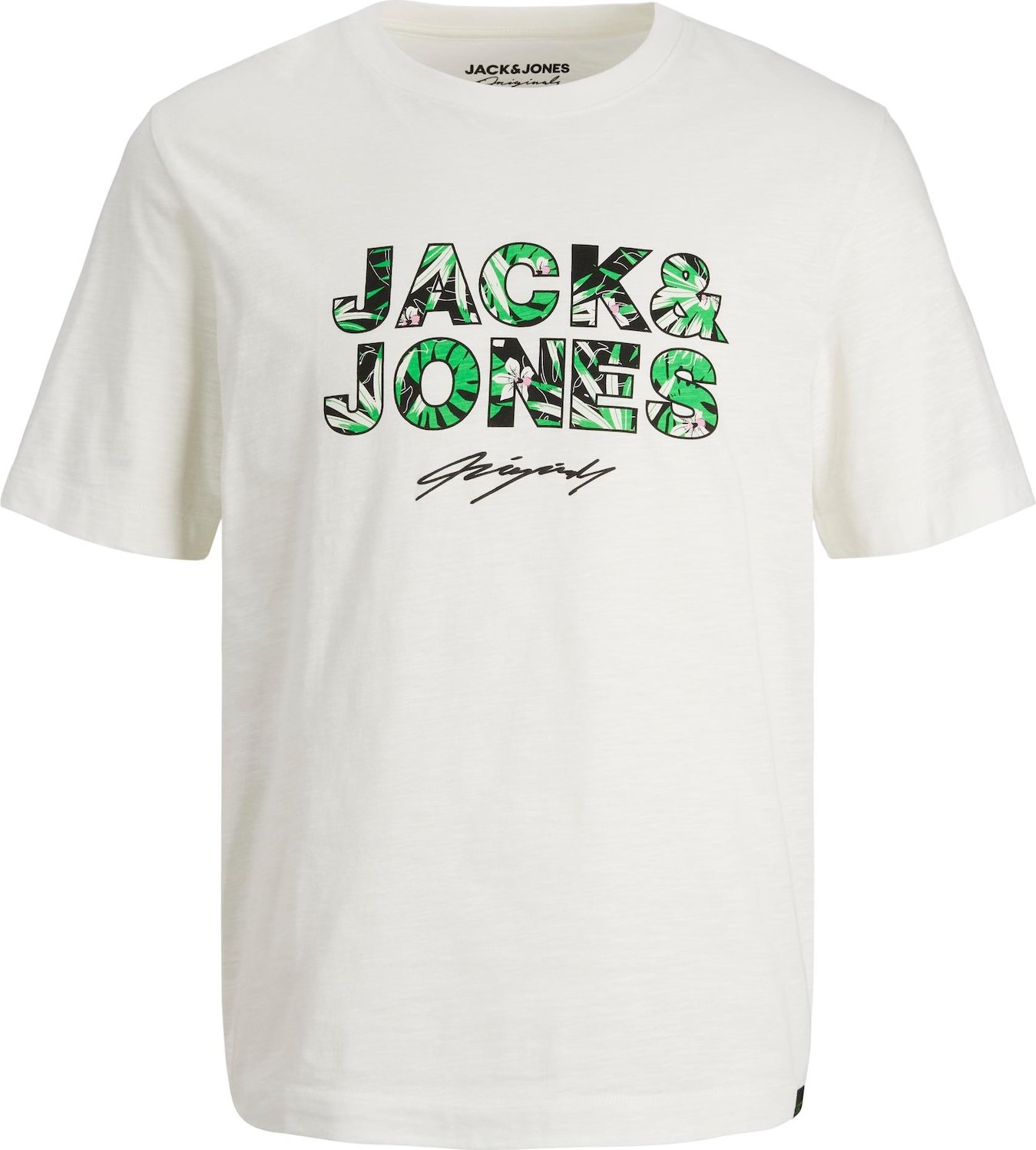 JACK & JONES Tričko trávově zelená / černá / bílý melír