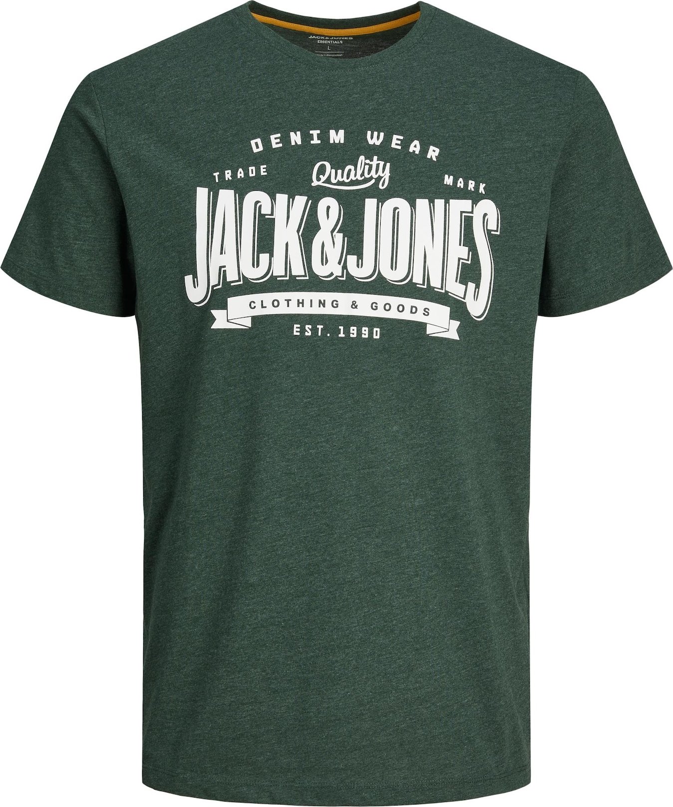 JACK & JONES Tričko zelený melír / bílá