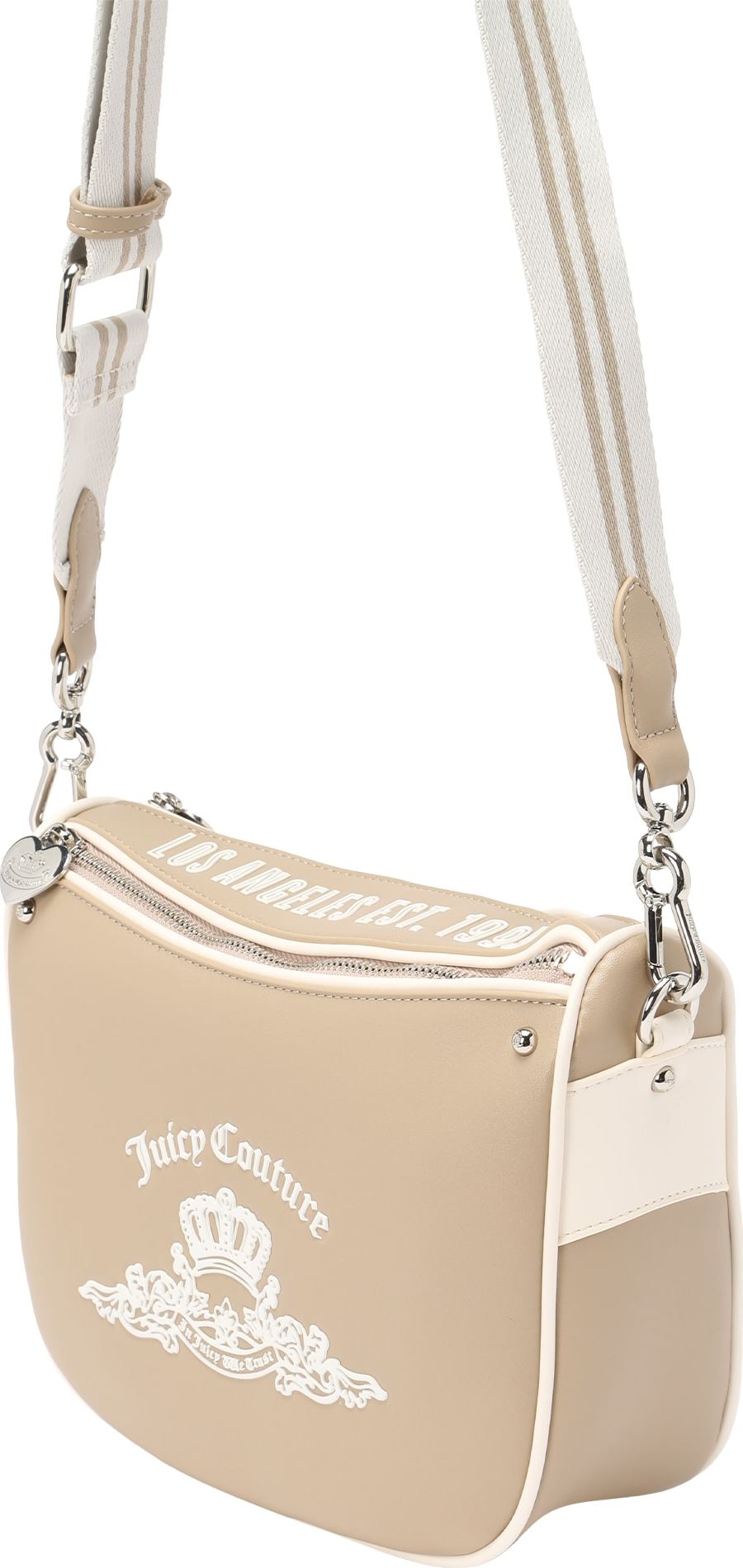 Juicy Couture Taška přes rameno 'Heather' šedobéžová / stříbrně šedá / bílá