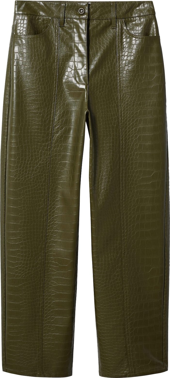 MANGO Kalhoty 'Croco' khaki