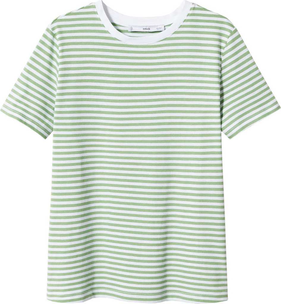 MANGO Tričko 'CHALACAS' pastelově zelená / bílá
