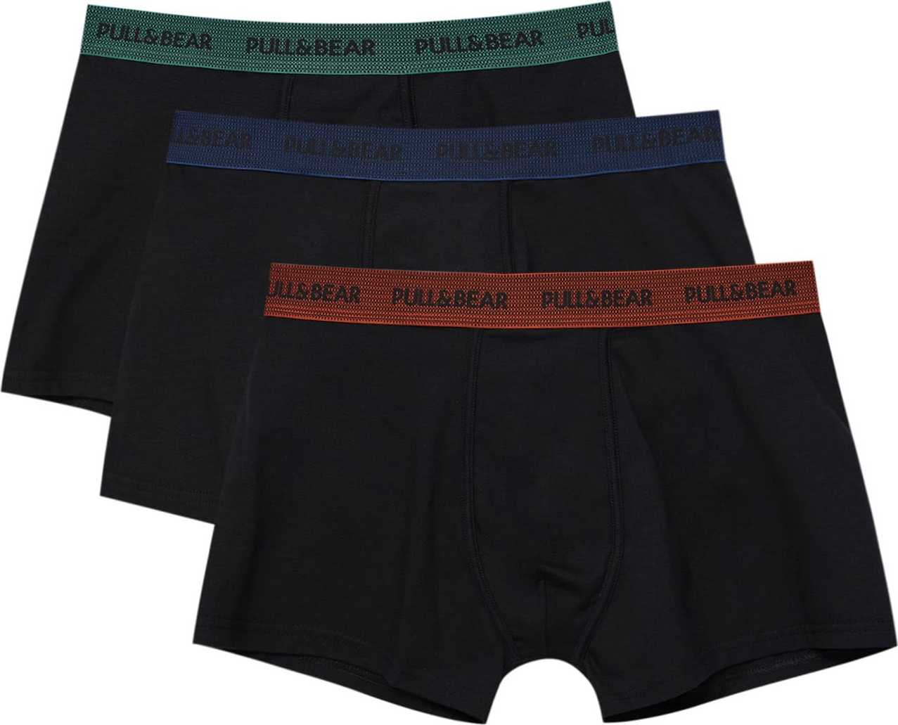 Pull&Bear Boxerky modrá / zelená / oranžová / černá