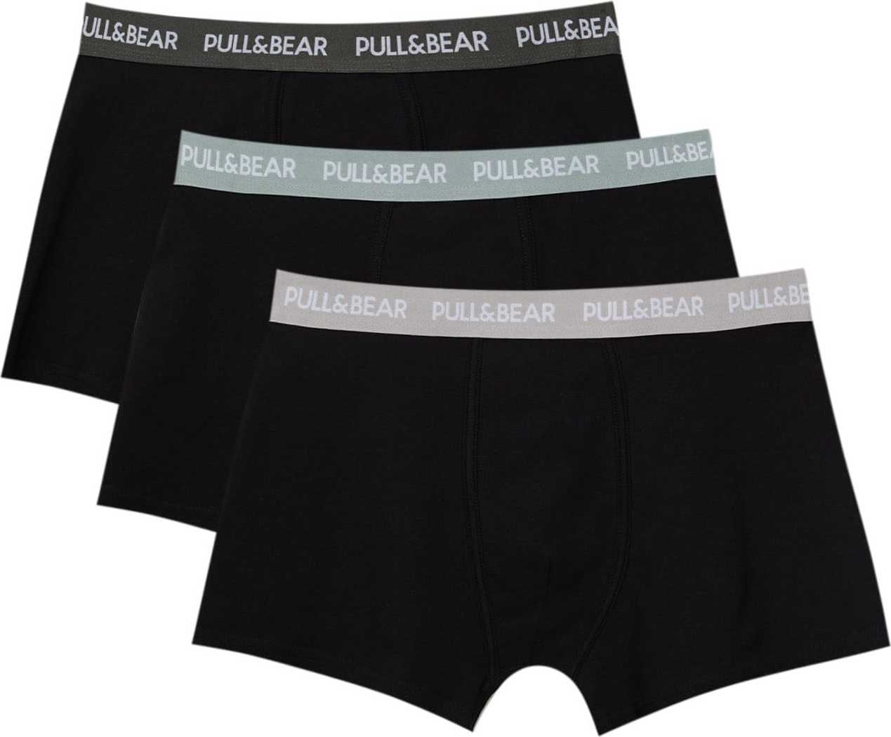 Pull&Bear Boxerky šedá / antracitová / pastelově zelená / černá