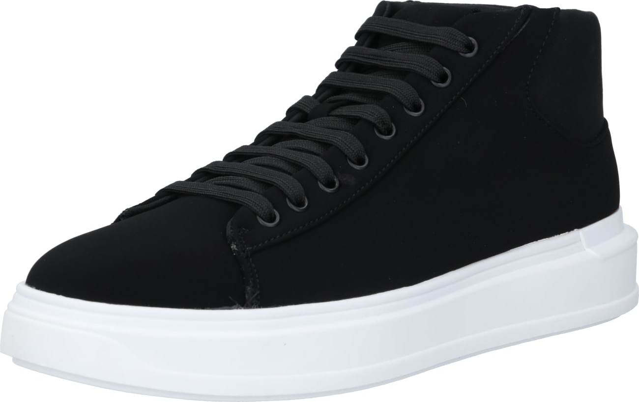 River Island Kotníkové tenisky 'Silk Mid Top Wedge Trainer' černá