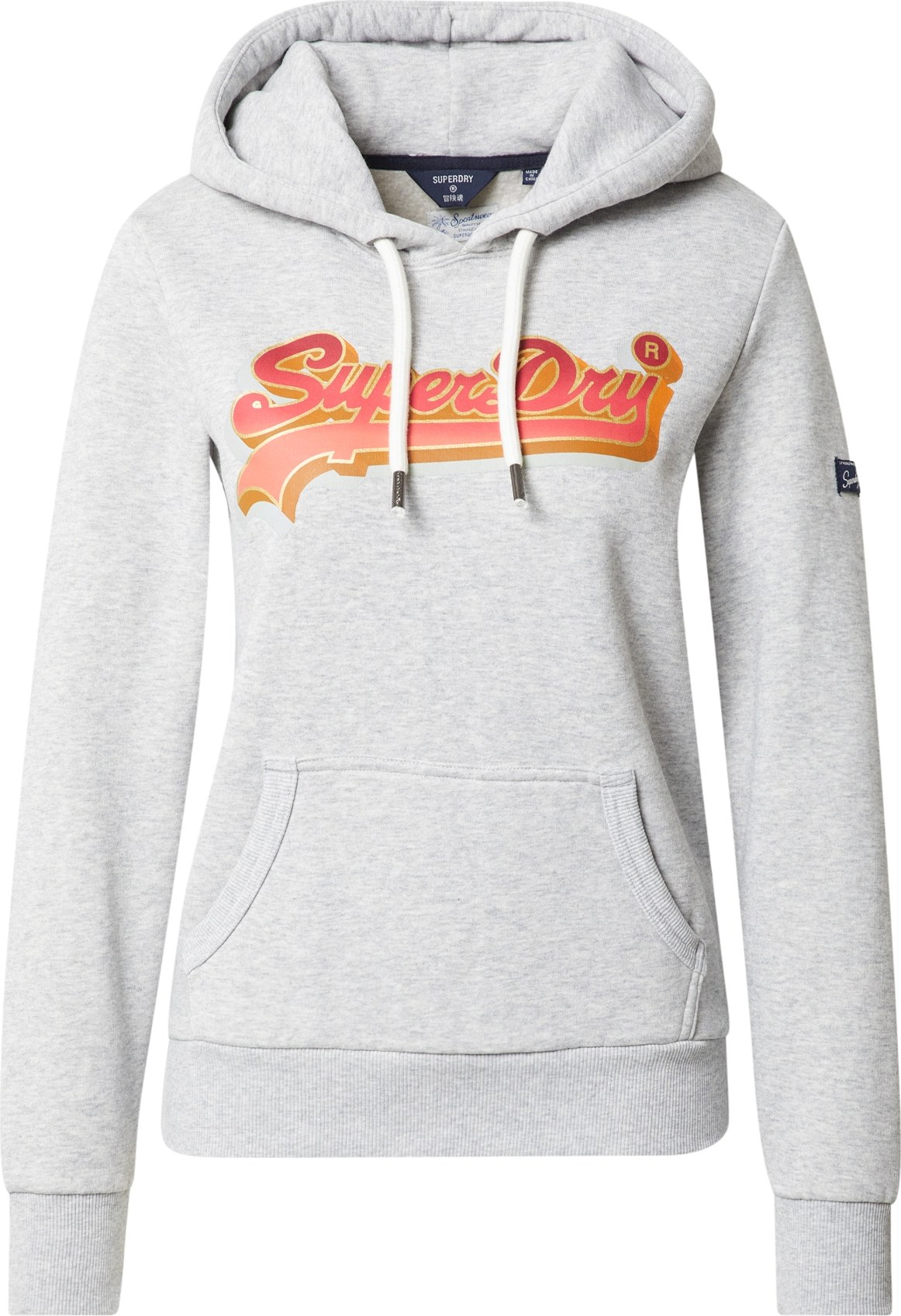 Superdry Mikina žlutá / šedý melír / červená