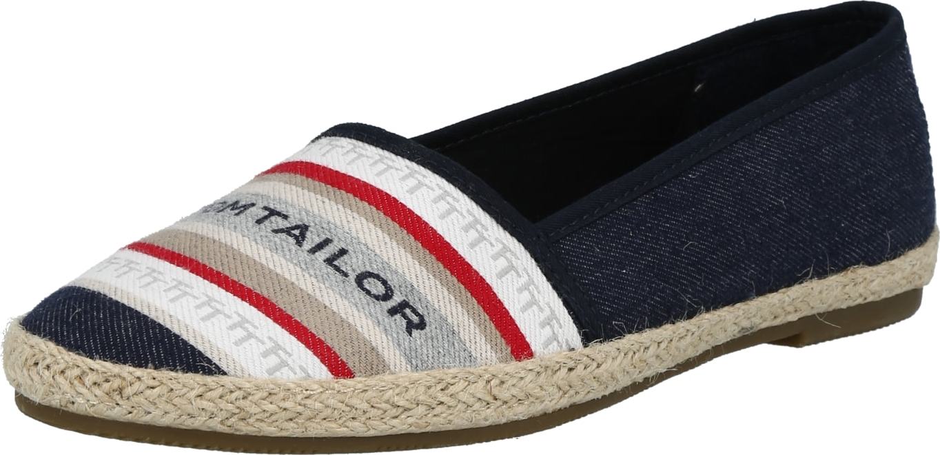 TOM TAILOR Espadrilky noční modrá / šedá / červená / bílá