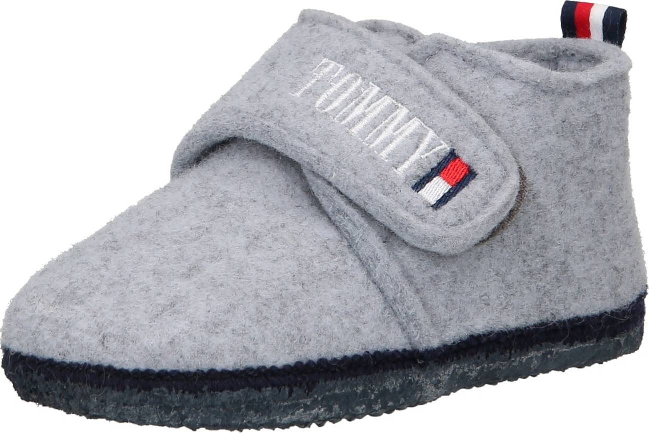 TOMMY HILFIGER Pantofle námořnická modř / šedý melír / červená / bílá