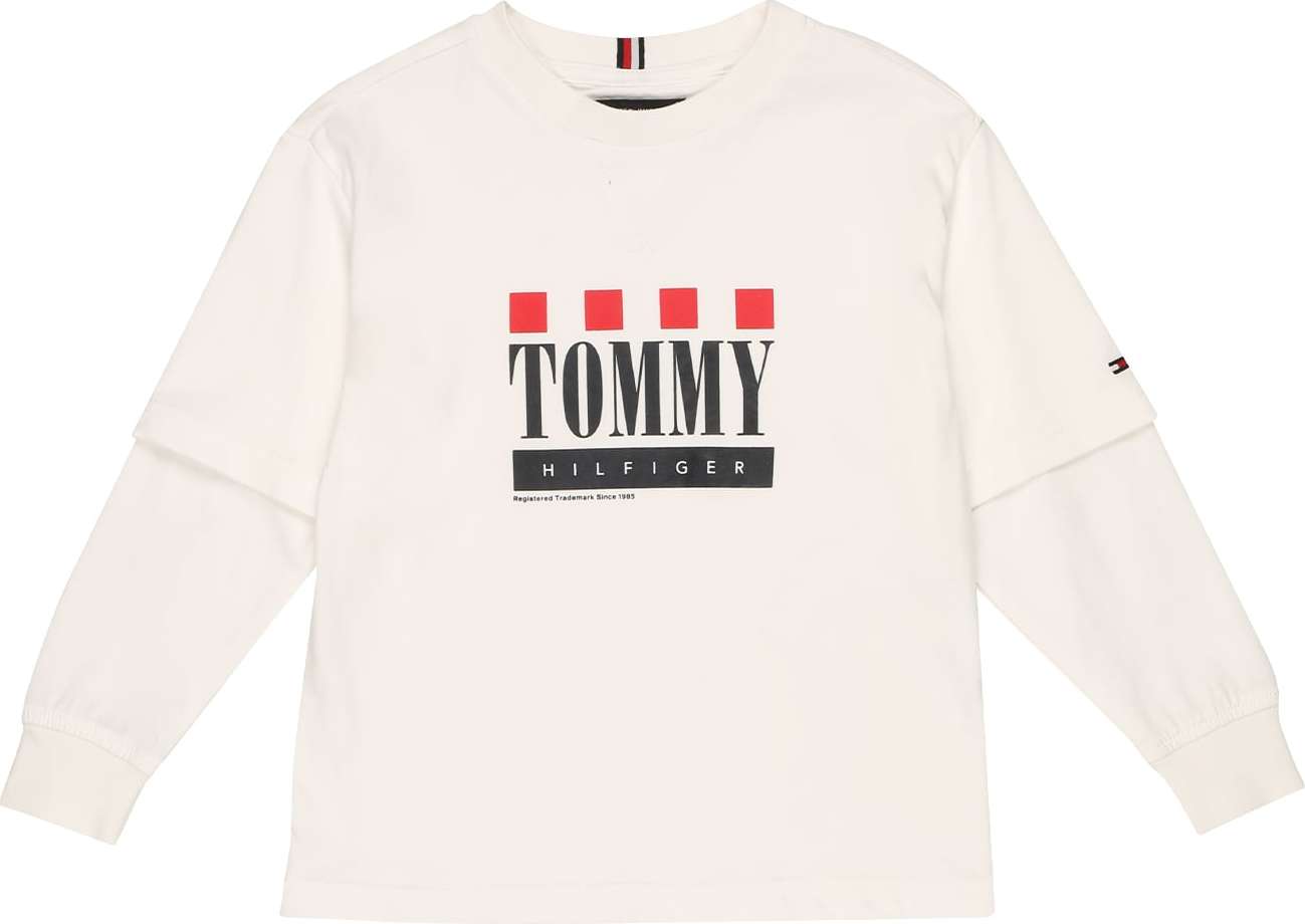 TOMMY HILFIGER Tričko červená / černá / bílá