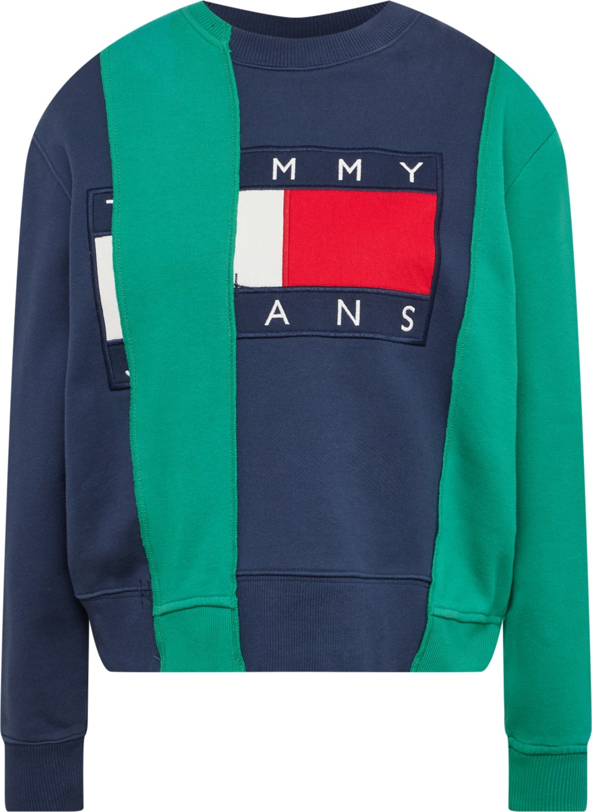 Tommy Jeans Mikina modrá / zelená / červená / bílá