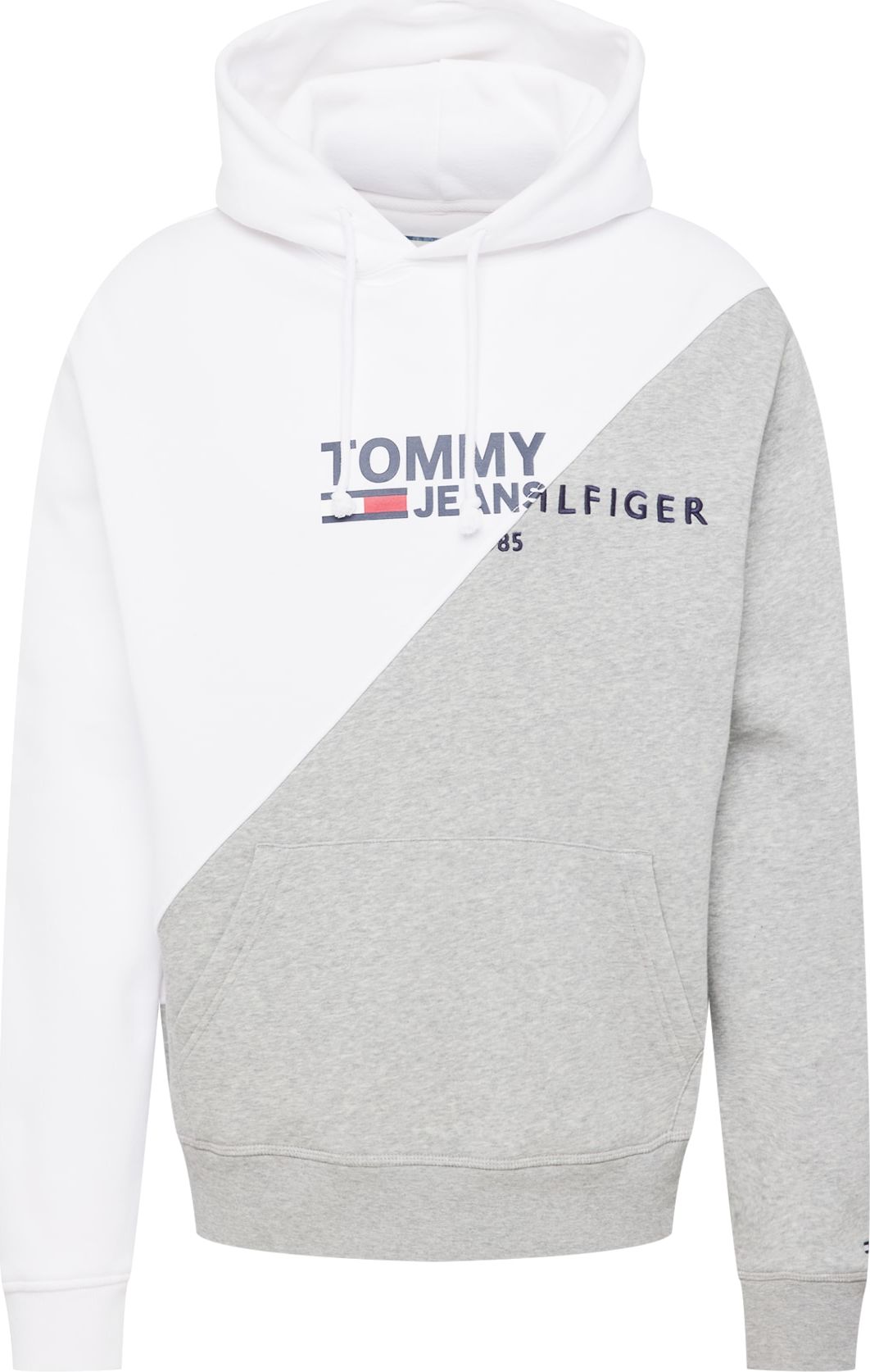 Tommy Jeans Mikina námořnická modř / šedý melír / červená / bílá